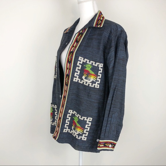VINTAGE | Aztec Embroidery Jacket Multicolor A67 - Picture 11 of 13